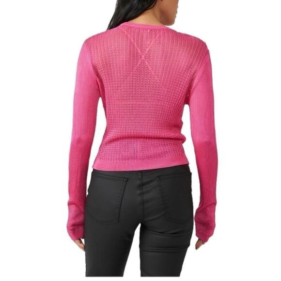 Free People H20 Crew Pullover in Hibiscus Highlight - Picture 3 of 6